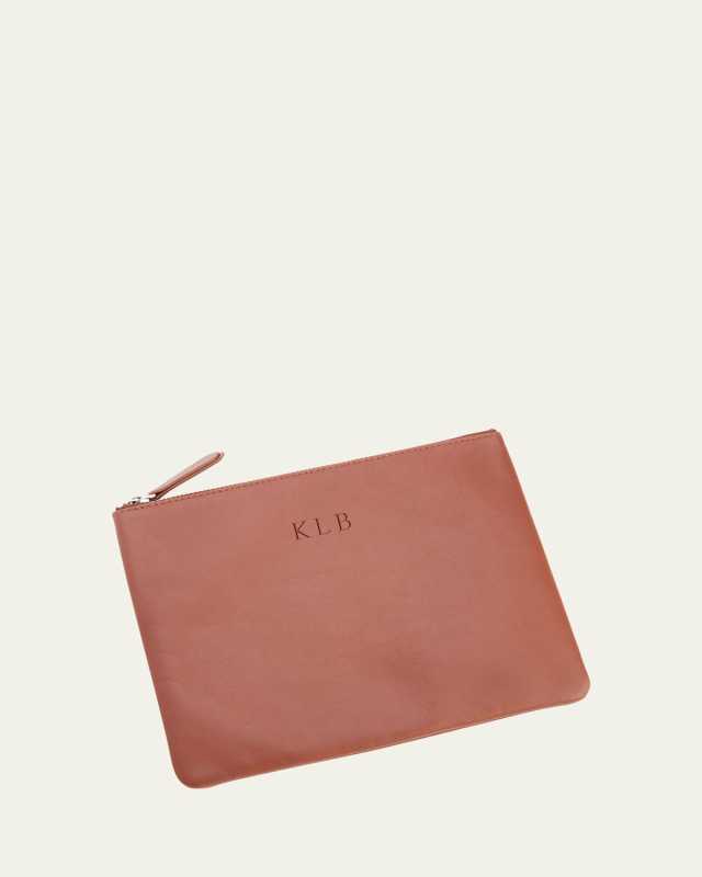 Monogrammed Leather Zuppered Travel Organizer Pouch